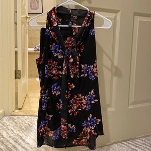 Sleeveless tie neck top with flowers by AQUA (Bloomingdales)